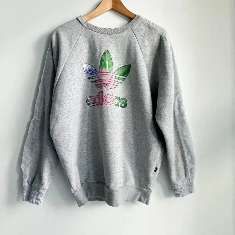 Adidas Grey Colourful Logo Pullover Sweatshirt